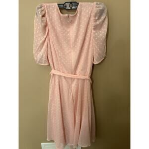 Tommy Hilfiger Pink Puff Sleeve V-neck Midi Dress